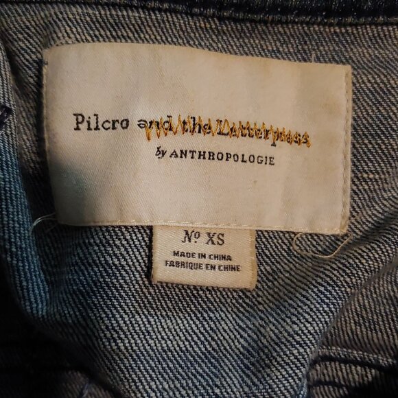 Pilcro & The Letterpress Beaded Embroidered Blingy Jean Denim Jacket XS - Picture 15 of 16